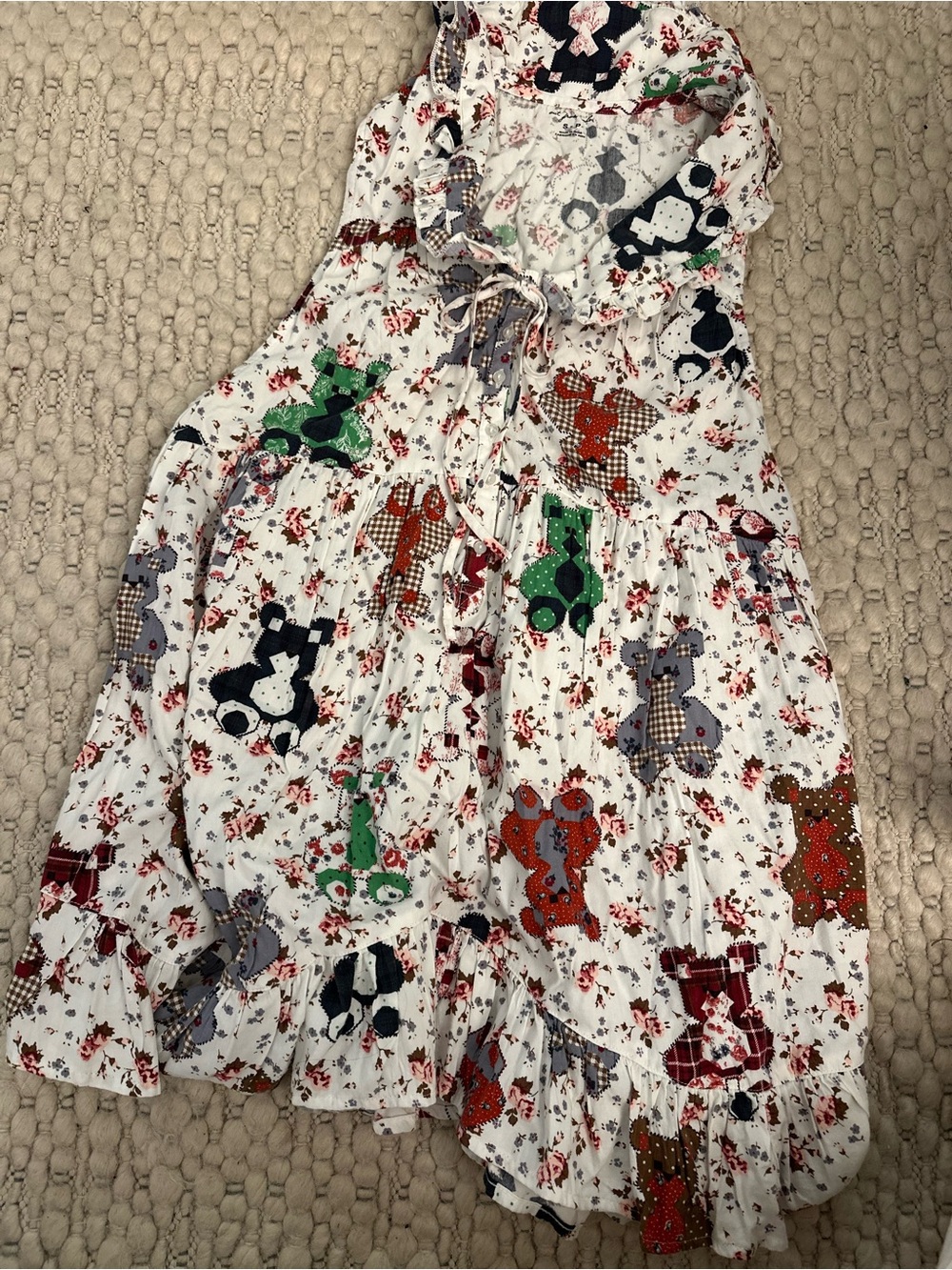 Urban Outfitters Teddy Bear Floral Patchwork Slip Dress